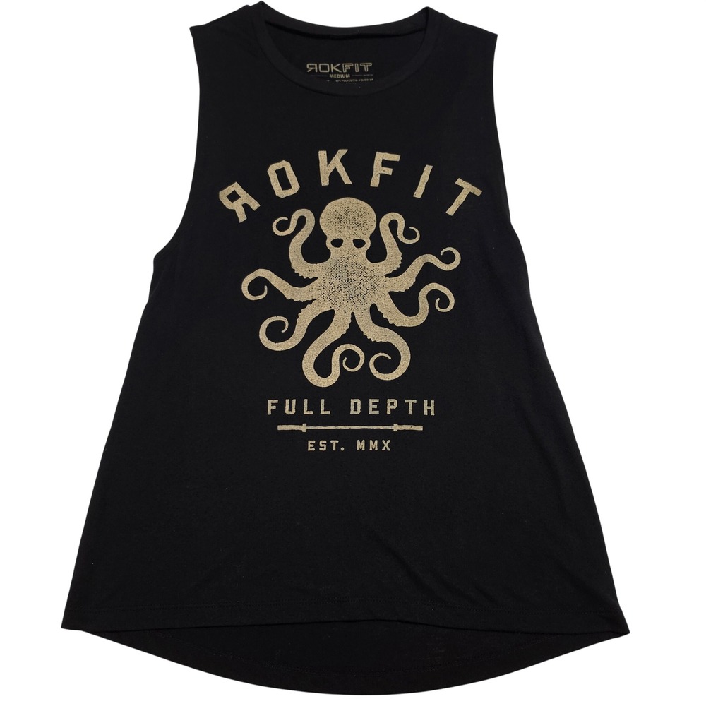 Rokfit Full Depth Octopus Graphic Muscle Tank Top Black Medium
